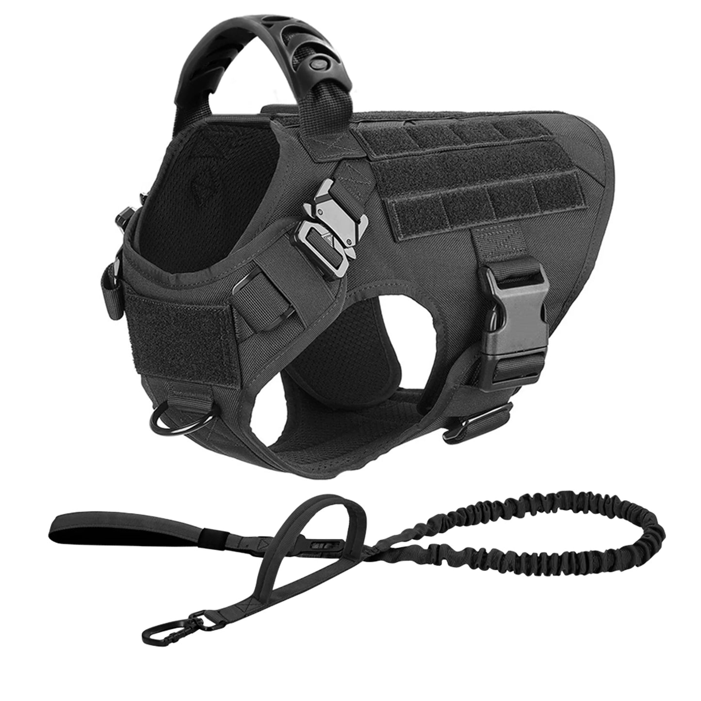 Tactical Dog Harness Leash Set for Large Dogs Military Harnesses for Training Walking Hunting Pet Vest Handle No Pull Malinois
