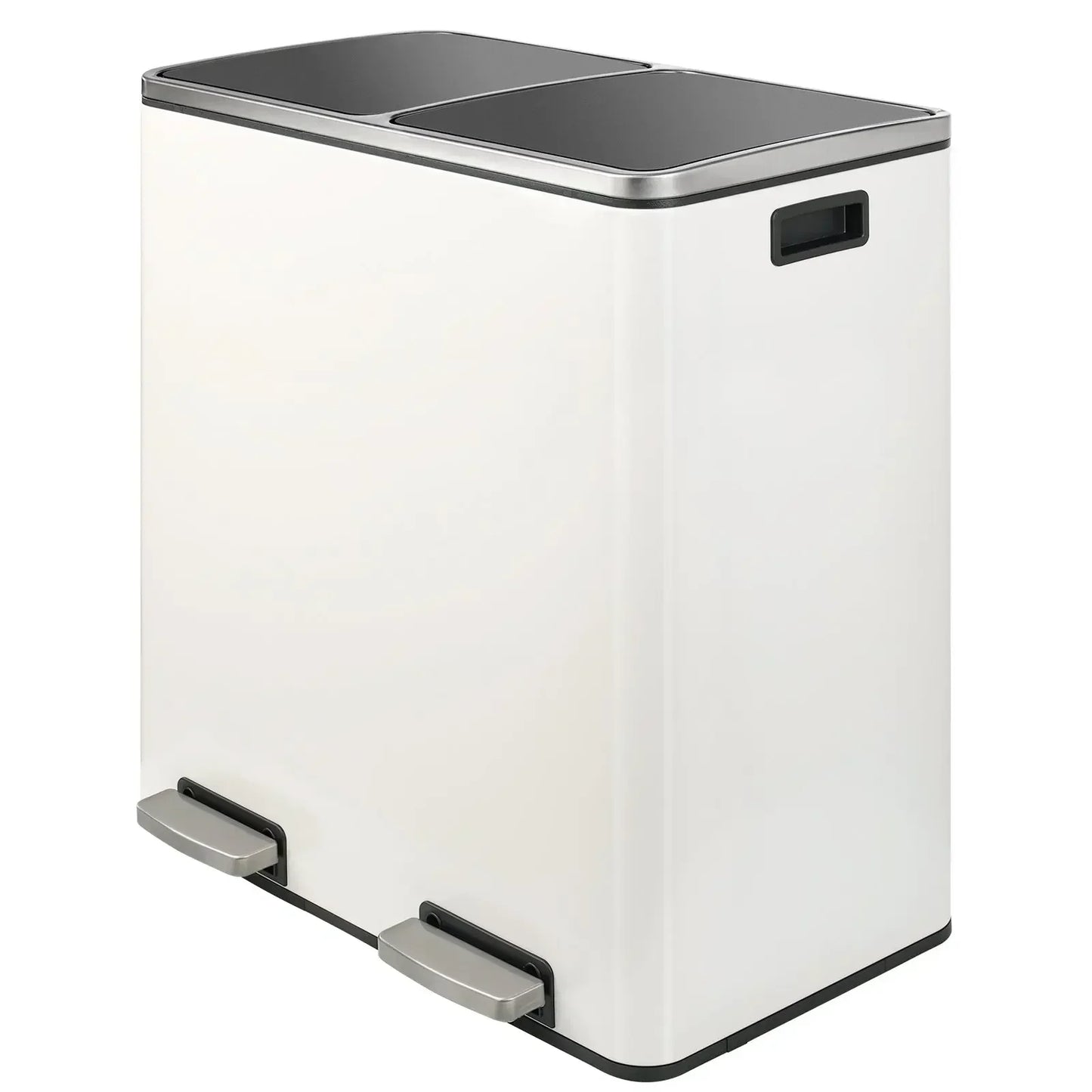 16 Gal (60 L) Stainless Steel Kitchen Trash Can Dual Recycling Bin Garbage Can with Lid Garbage Bin Dustbin w/ Soft-Close Lid