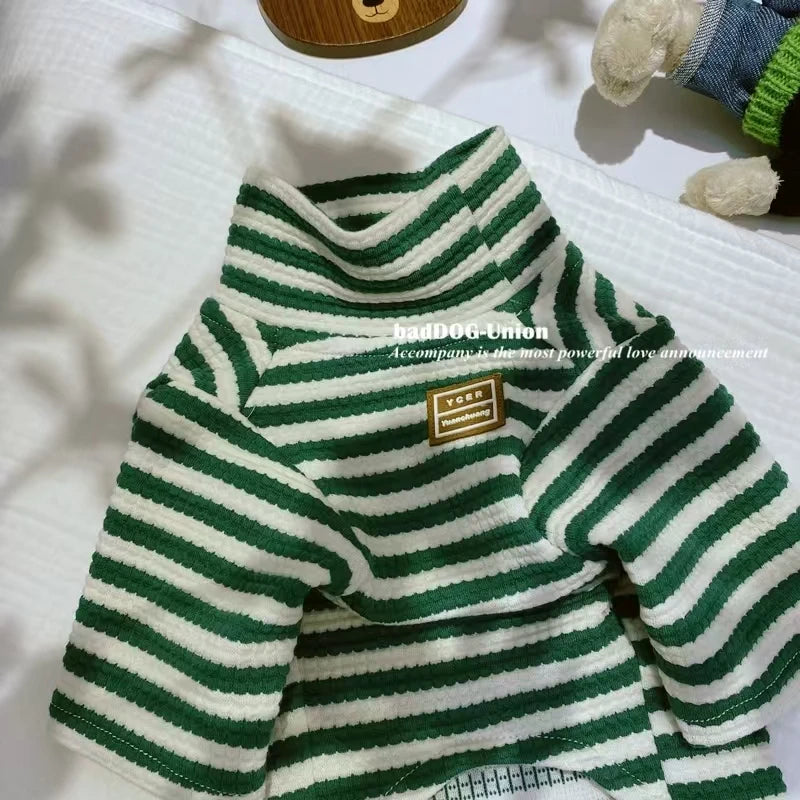High Collar Striped Sweater for Pet Dog Spring Autumn Warm Comfortable Breathable Dog Clothes
