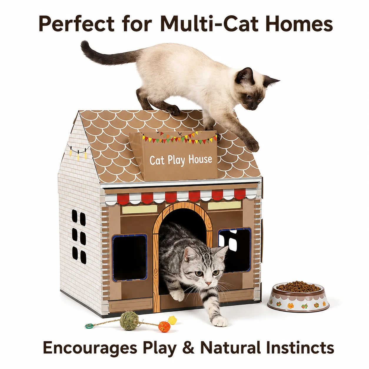 Corrugated Cardboard Cat Scratcher House Indoor Cat Bed Shelter with Scratching Pad Single Double Layer Villa Cat Furniture