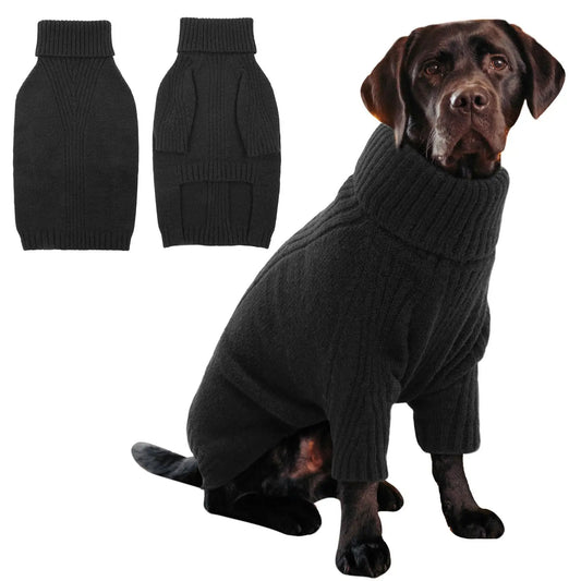 Dog Sweater Turtleneck Warm Knitwear For Large Dogs Thick Winter Cold Pet Clothes Soft Comfortable Fit Labrador Golden Retriever