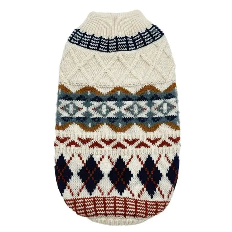 BXX Autumn Winter Fair Isle Knit Pet Sweater Vintage British Argyle Jacquard Warm Pullover For Small Dogs Cats Outfit