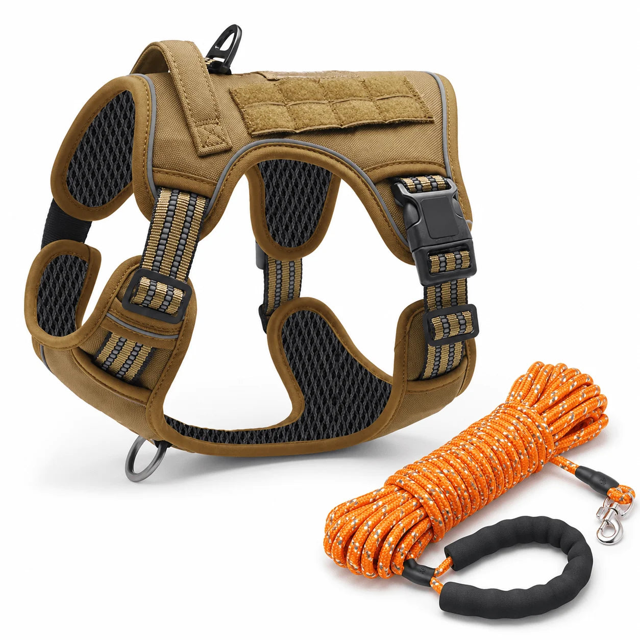 Premium Tactical Dog Harness 16.4ft Leash for Large Dogs Heavy Duty Military Style Reinforced Straps Safety Control Hiking