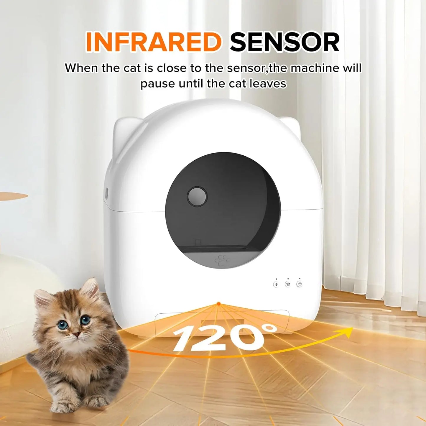 Self Cleaning Litter Box, 76L Automatic Cat Litter Box Self Cleaning for Multiple Cats, APP Control Safe Low Noise, Customized