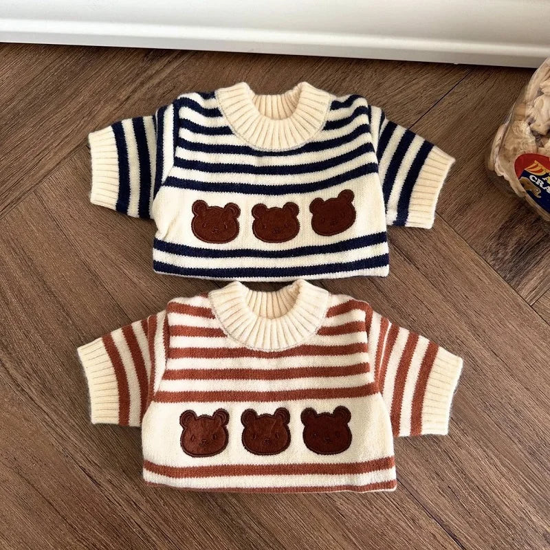 ZUJOLY Cute Bear Dog Sweater Striped Knitted Warm Pullover for Chihuahua Dachshund Puppy Autumn Winter