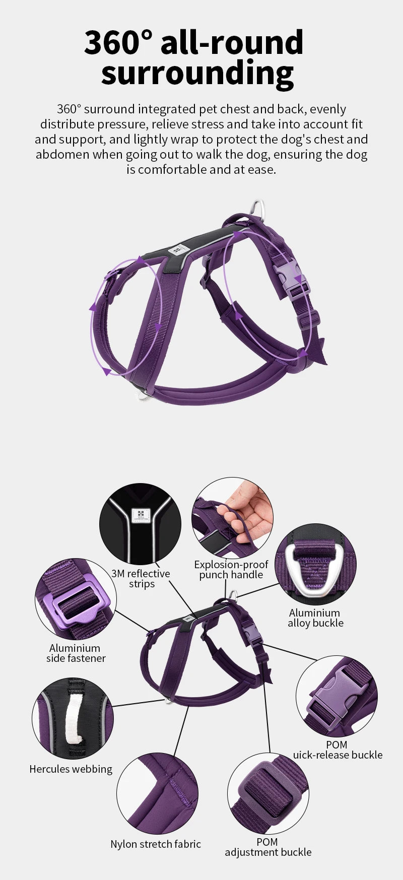 SMALL COMBINATION Dog Harness for Small Medium Large Dogs No Pull Reflective Dog Harness Adjustable Comfortable Outdoor Walking