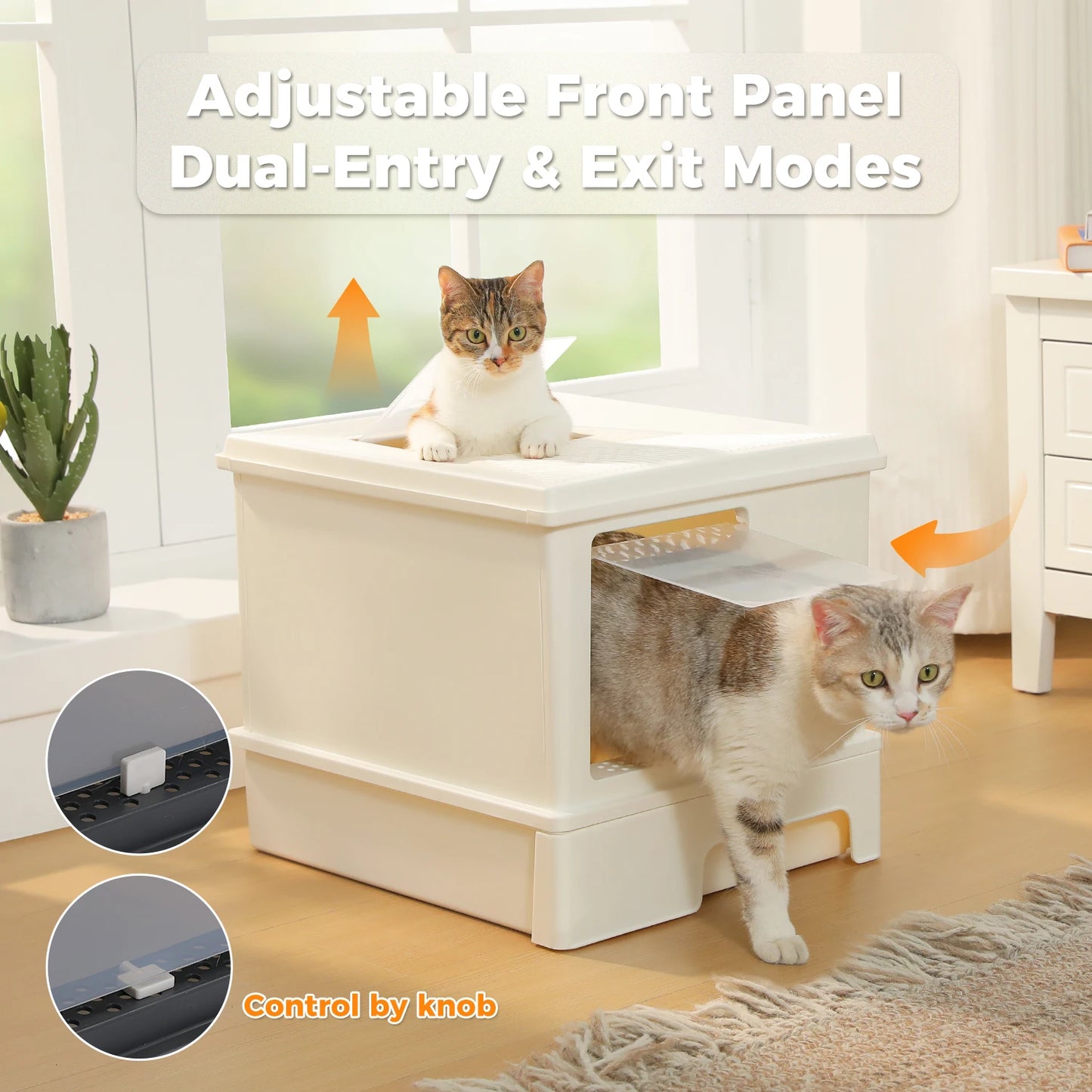 Enclosed Cat Litter Box with Scoop, Large Litter Box for Indoor, Cat Toilet with Lid, Pull-Out Drawer, Top Exit Anti-Tracking