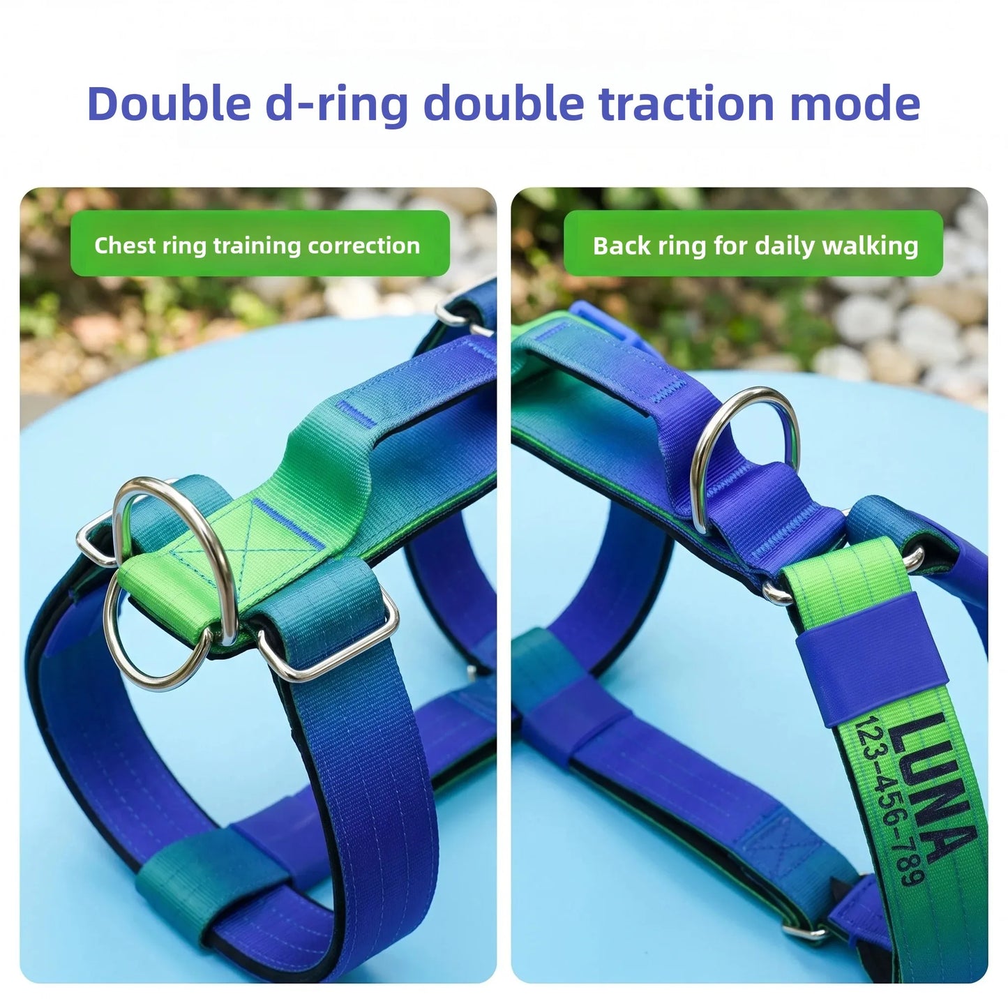 Custom Dog Harness with Name & Phone, Soft Knitted No Pull Gradient Vest, Adjustable Pet Harness for Small to Large Dogs
