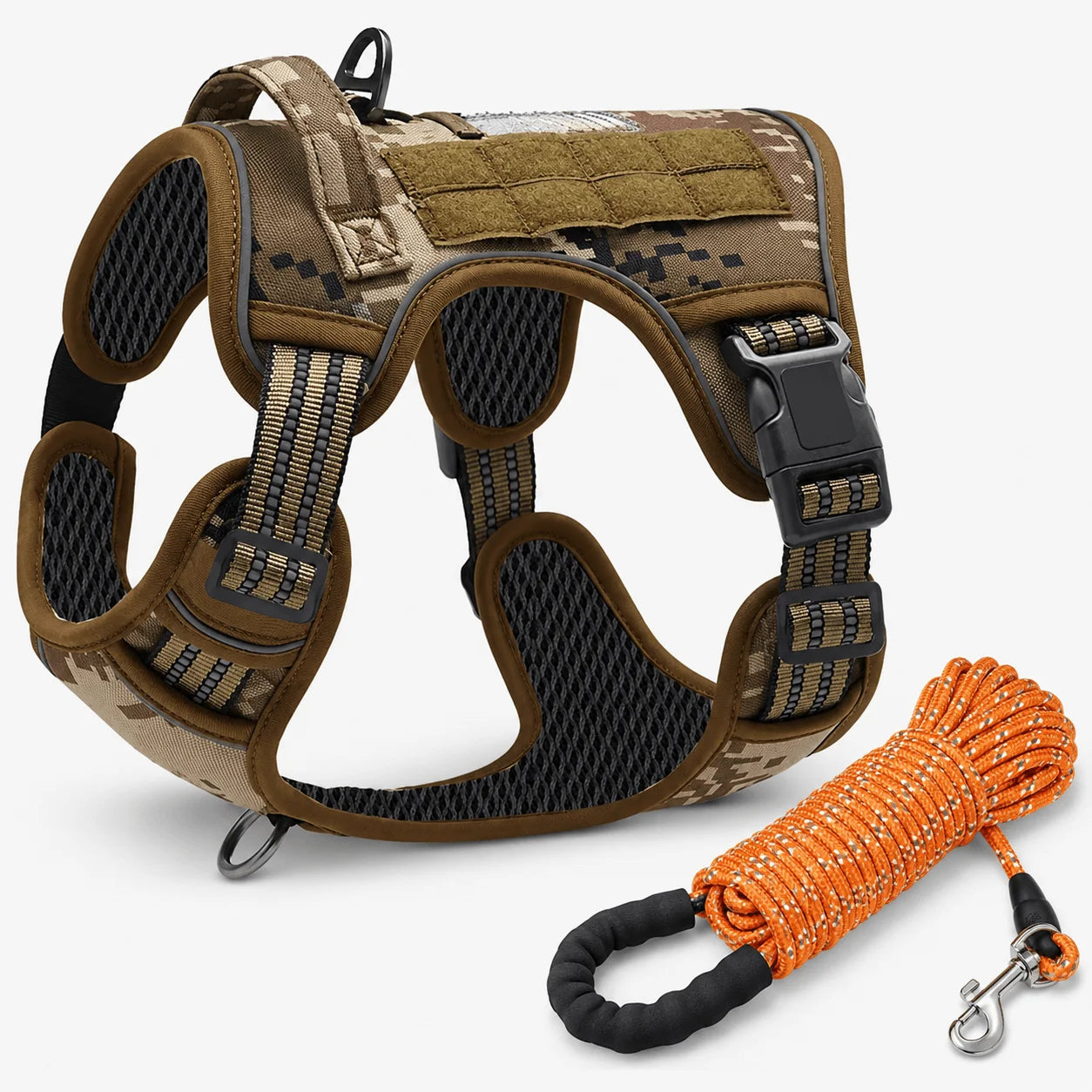 Premium Tactical Dog Harness 16.4ft Leash for Large Dogs Heavy Duty Military Style Reinforced Straps Safety Control Hiking