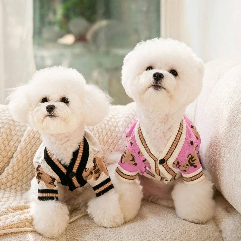 Cute Bear Pet Sweater Autumn Winter Dog Clothes Chihuahua Cardigan Sweaters Puppy Cardigan Cat Dog Costume Bichon Dog Warm Coat