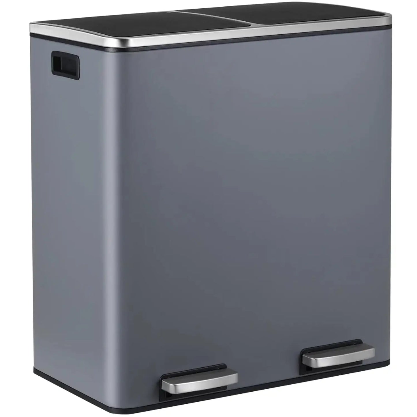 16 Gal (60 L) Stainless Steel Kitchen Trash Can Dual Recycling Bin Garbage Can with Lid Garbage Bin Dustbin w/ Soft-Close Lid