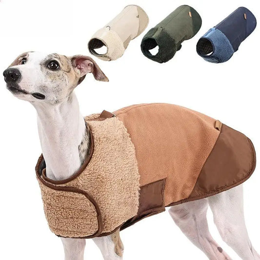 Dog Winter Warm Windproof Adjustable Lamb Fleece Jacket Thick Cotton Coat S M L XL Beige Brown Blue Army Green