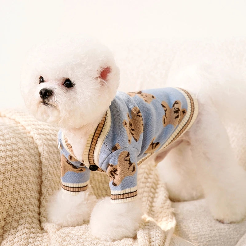 Cute Bear Pet Sweater Autumn Winter Dog Clothes Chihuahua Cardigan Sweaters Puppy Cardigan Cat Dog Costume Bichon Dog Warm Coat