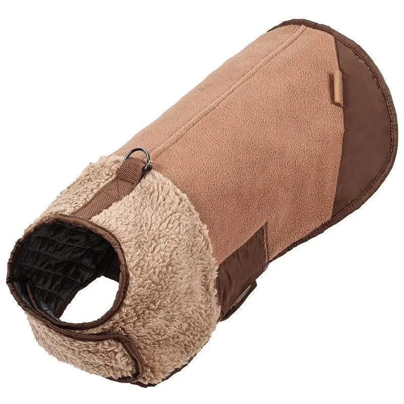 Dog Winter Warm Windproof Adjustable Lamb Fleece Jacket Thick Cotton Coat S M L XL Beige Brown Blue Army Green