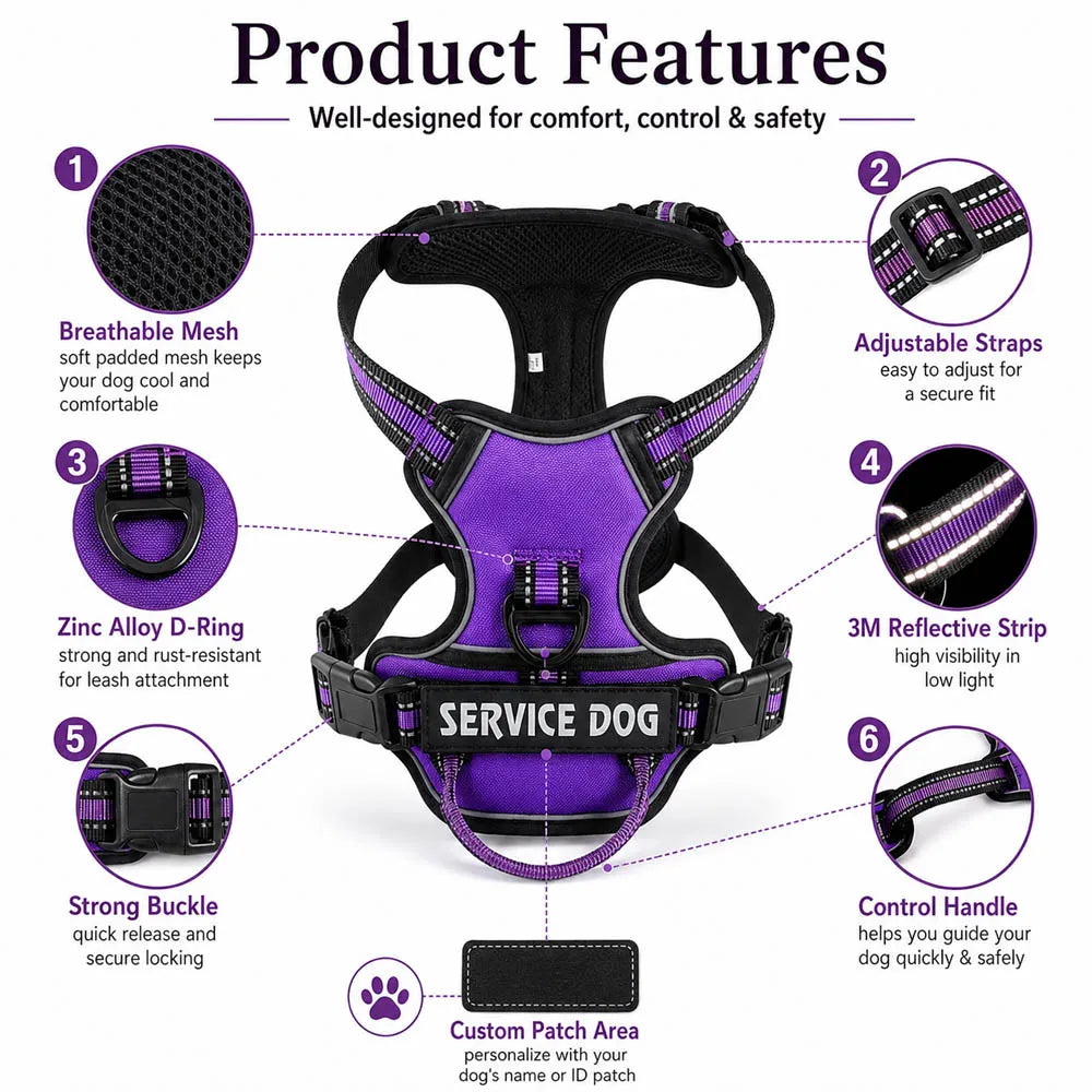 Nylon Dog Harness Vest Reflective Dog Harness Personalized Breathable Adjustable Pet Harness Leash For Small Medium Large Dogs