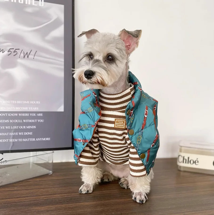 High Collar Striped Sweater for Pet Dog Spring Autumn Warm Comfortable Breathable Dog Clothes
