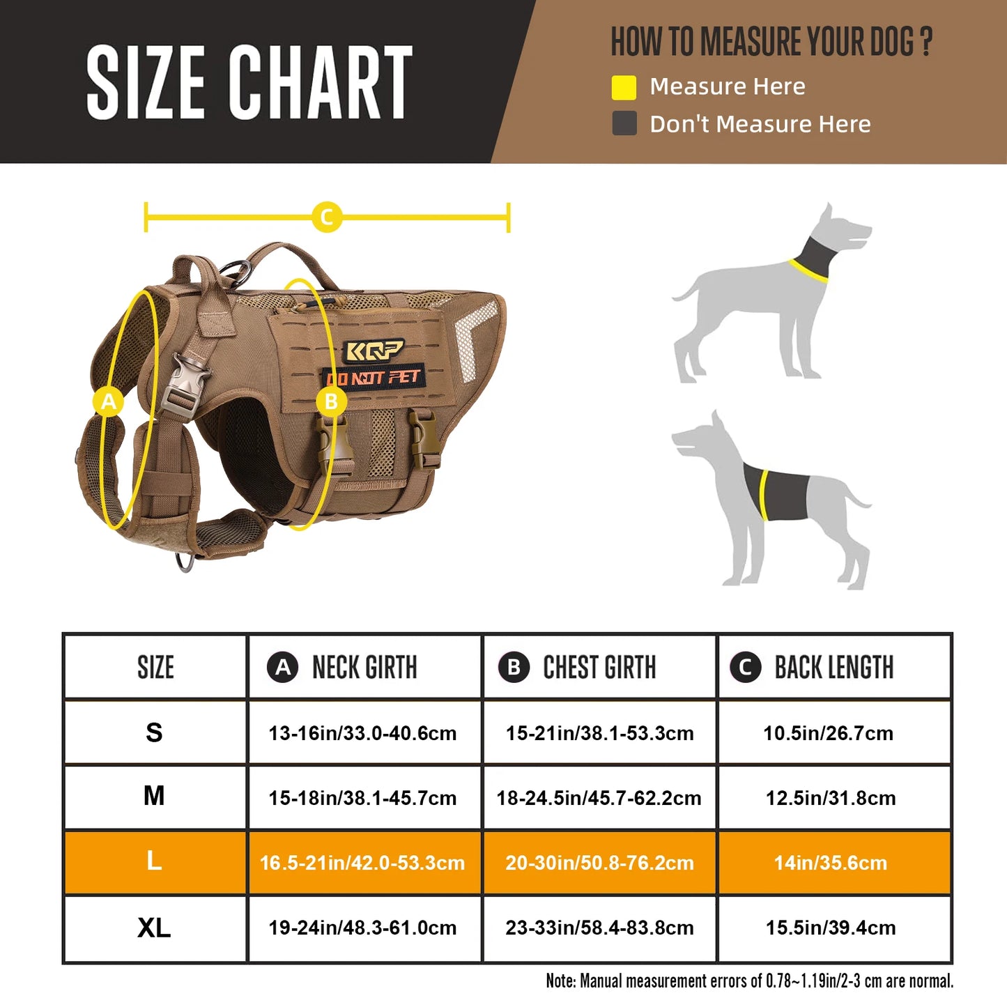 KQP Adjustable Tactical No Pull Dog Harness 1000D Nylon Breathable Mesh MOLLE Metal Buckle Do Not Pet Patch for Medium-Large Dog