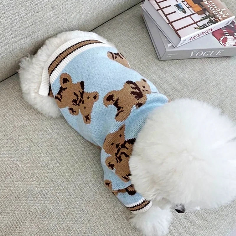 Cute Bear Pet Sweater Autumn Winter Dog Clothes Chihuahua Cardigan Sweaters Puppy Cardigan Cat Dog Costume Bichon Dog Warm Coat
