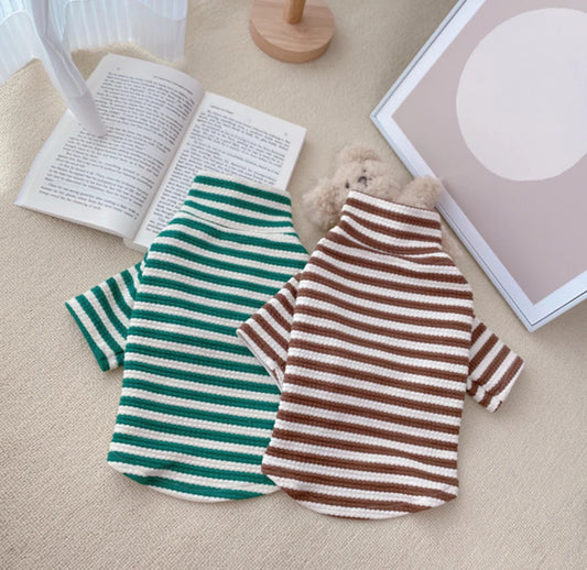 High Collar Striped Sweater for Pet Dog Spring Autumn Warm Comfortable Breathable Dog Clothes