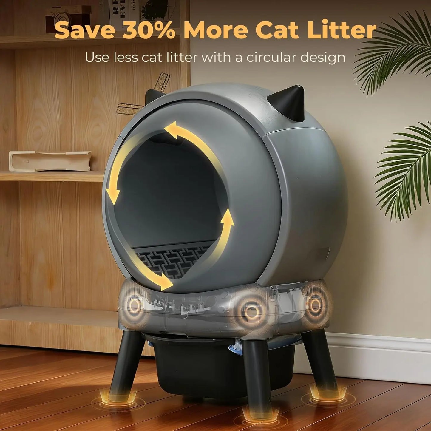 Self Cleaning Litter Box for Multiple Cats, Automatic Litter Box with APP Control, 9-Sensor Safety Protection, 60L, Customized