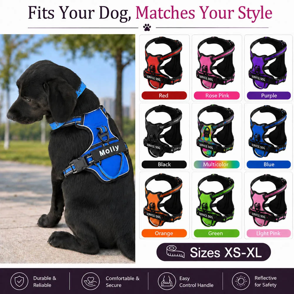 Nylon Dog Harness Vest Reflective Dog Harness Personalized Breathable Adjustable Pet Harness Leash For Small Medium Large Dogs