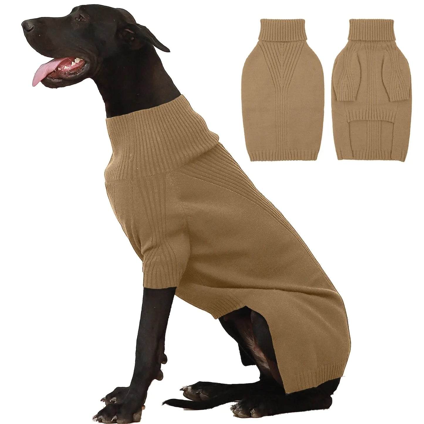 Dog Sweater Turtleneck Warm Knitwear For Large Dogs Thick Winter Cold Pet Clothes Soft Comfortable Fit Labrador Golden Retriever