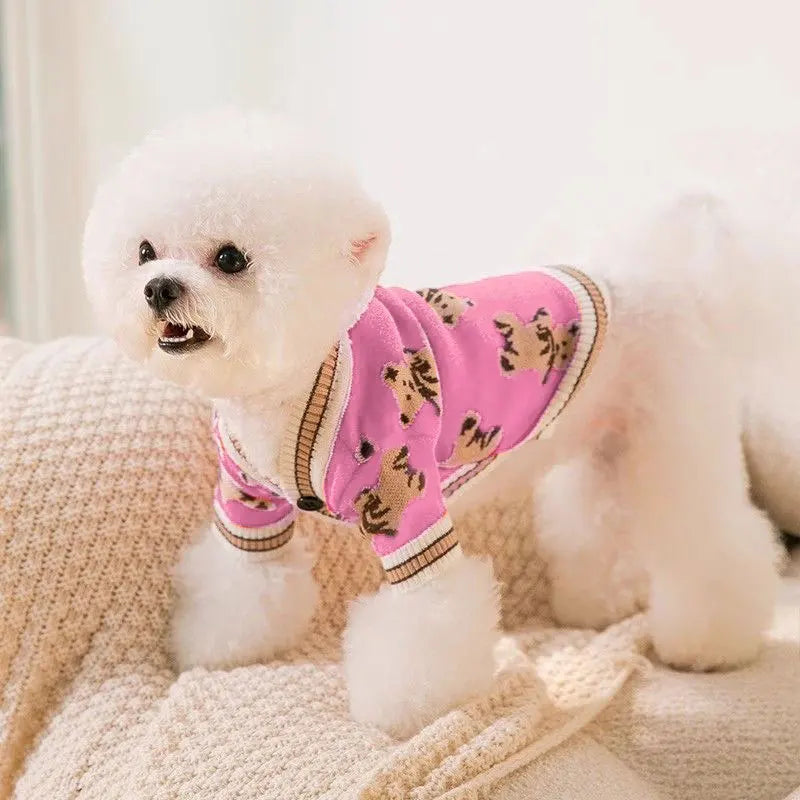 Cute Bear Pet Sweater Autumn Winter Dog Clothes Chihuahua Cardigan Sweaters Puppy Cardigan Cat Dog Costume Bichon Dog Warm Coat