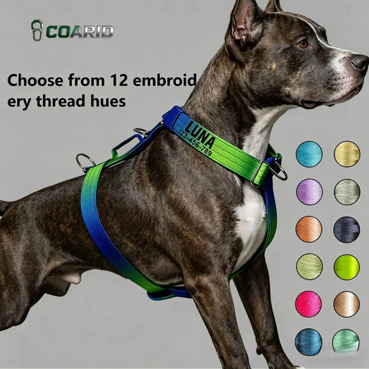 Custom Dog Harness with Name & Phone, Soft Knitted No Pull Gradient Vest, Adjustable Pet Harness for Small to Large Dogs
