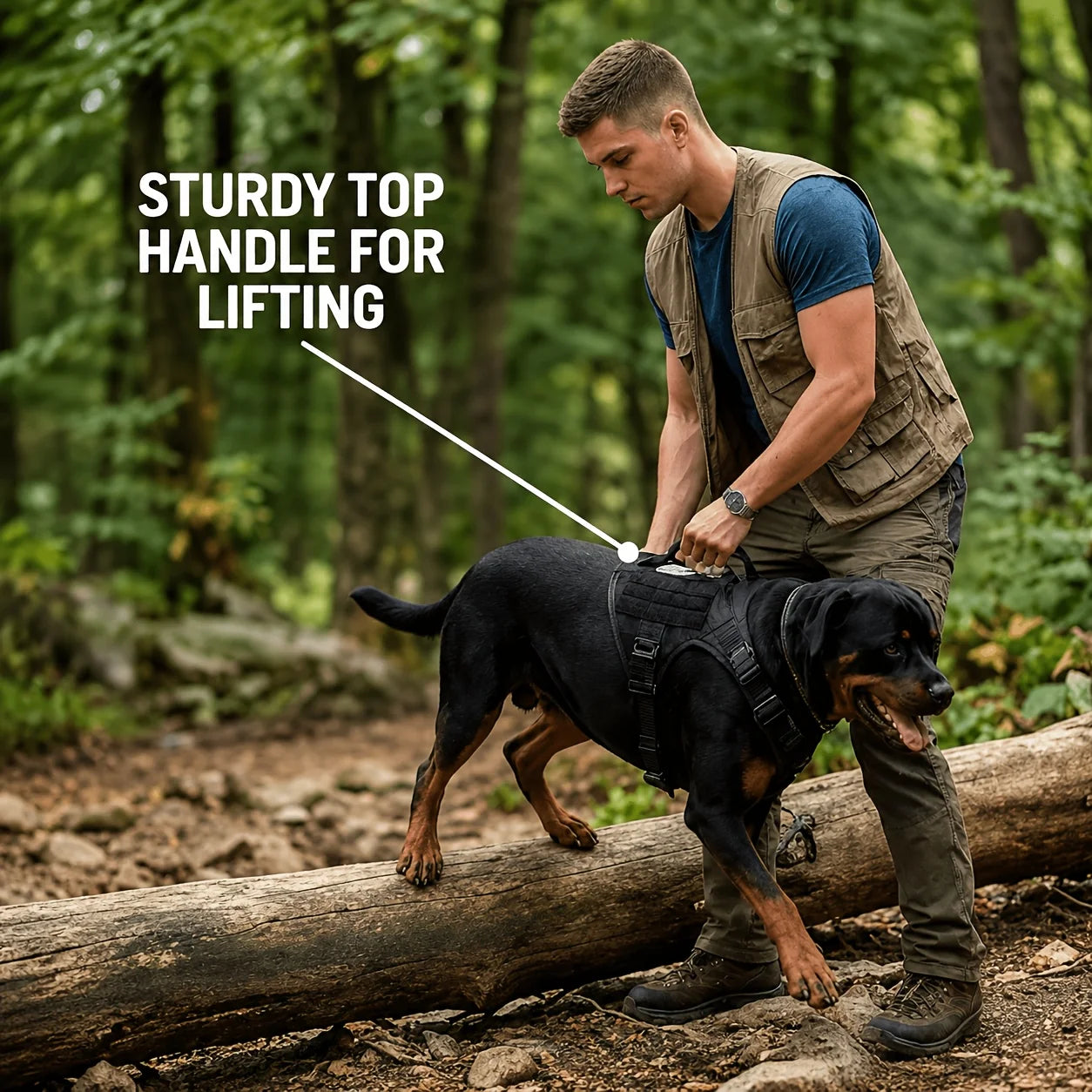 Premium Tactical Dog Harness 16.4ft Leash for Large Dogs Heavy Duty Military Style Reinforced Straps Safety Control Hiking