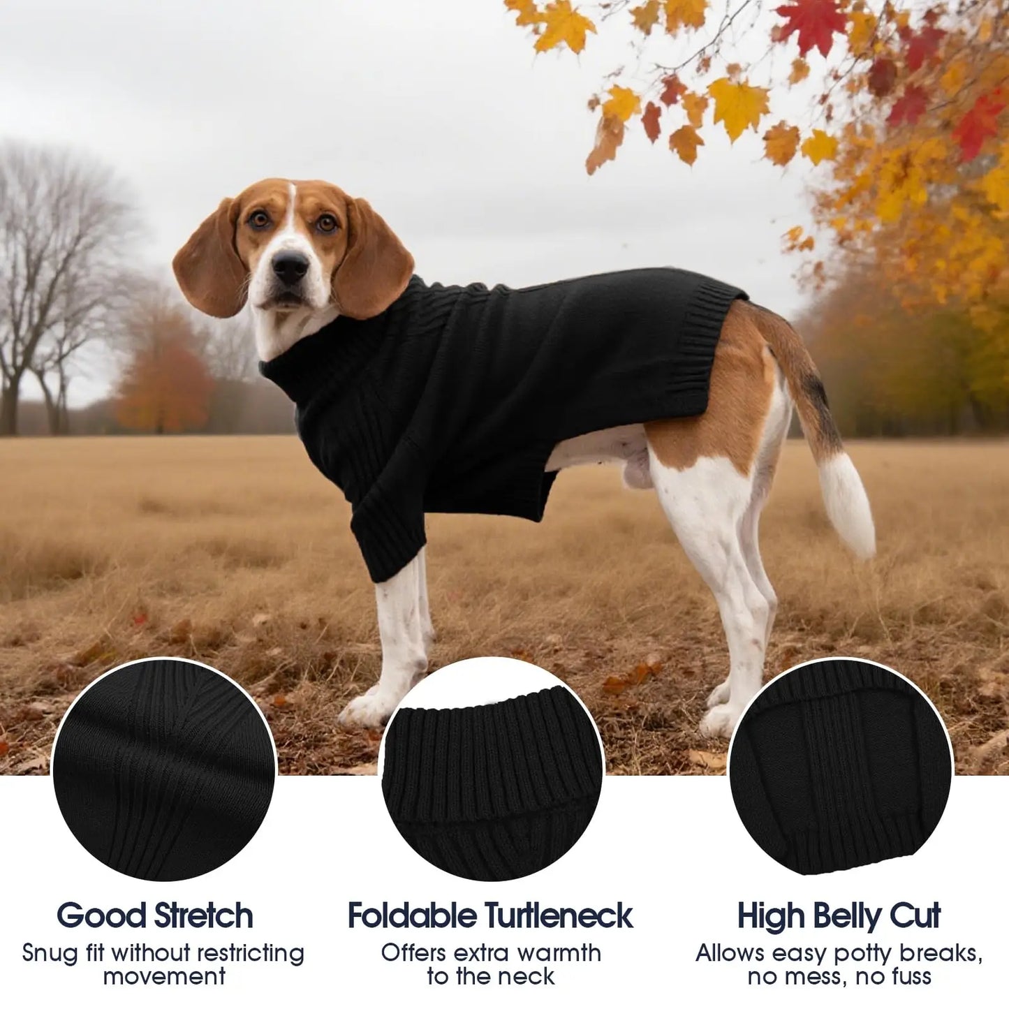 Dog Sweater Turtleneck Warm Knitwear For Large Dogs Thick Winter Cold Pet Clothes Soft Comfortable Fit Labrador Golden Retriever