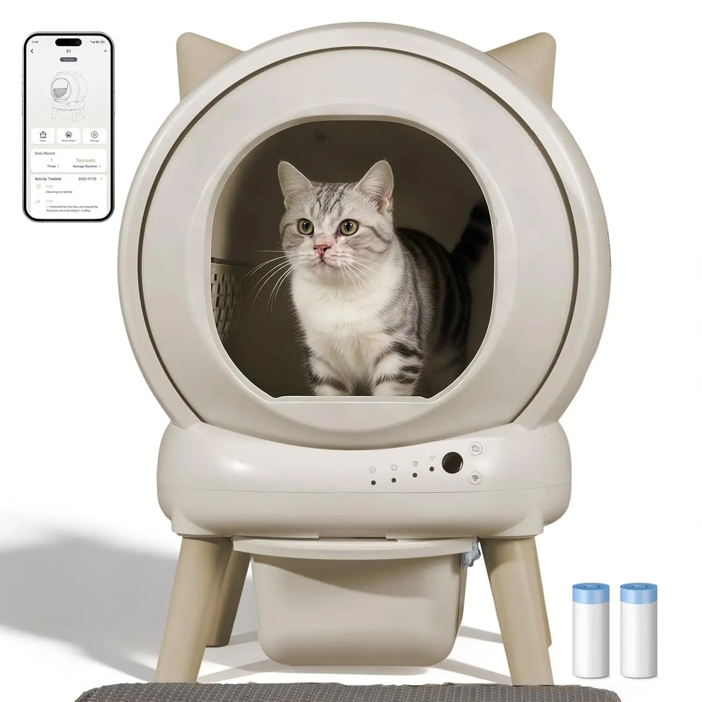 Self Cleaning Litter Box for Multiple Cats, Automatic Litter Box with APP Control, 9-Sensor Safety Protection, 60L, Customized
