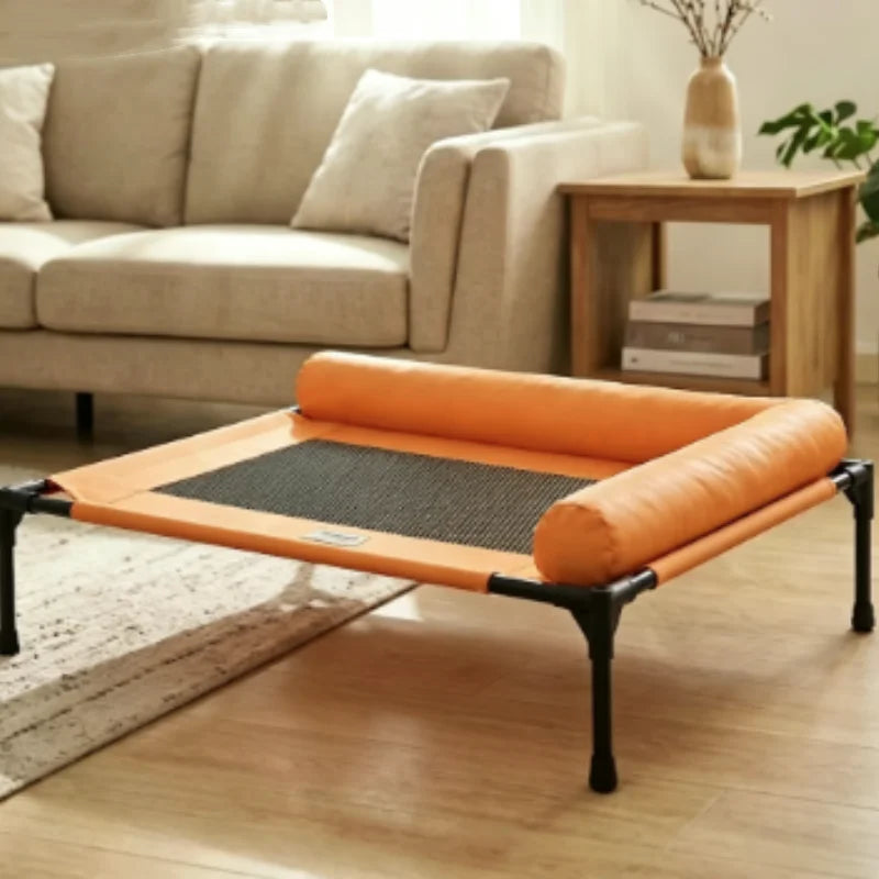 New Cooling Dog Cot Bed with Pillow Breathable Mesh Washable Pet Furniture for Outdoor Indoor Camping Patio Sunbathing