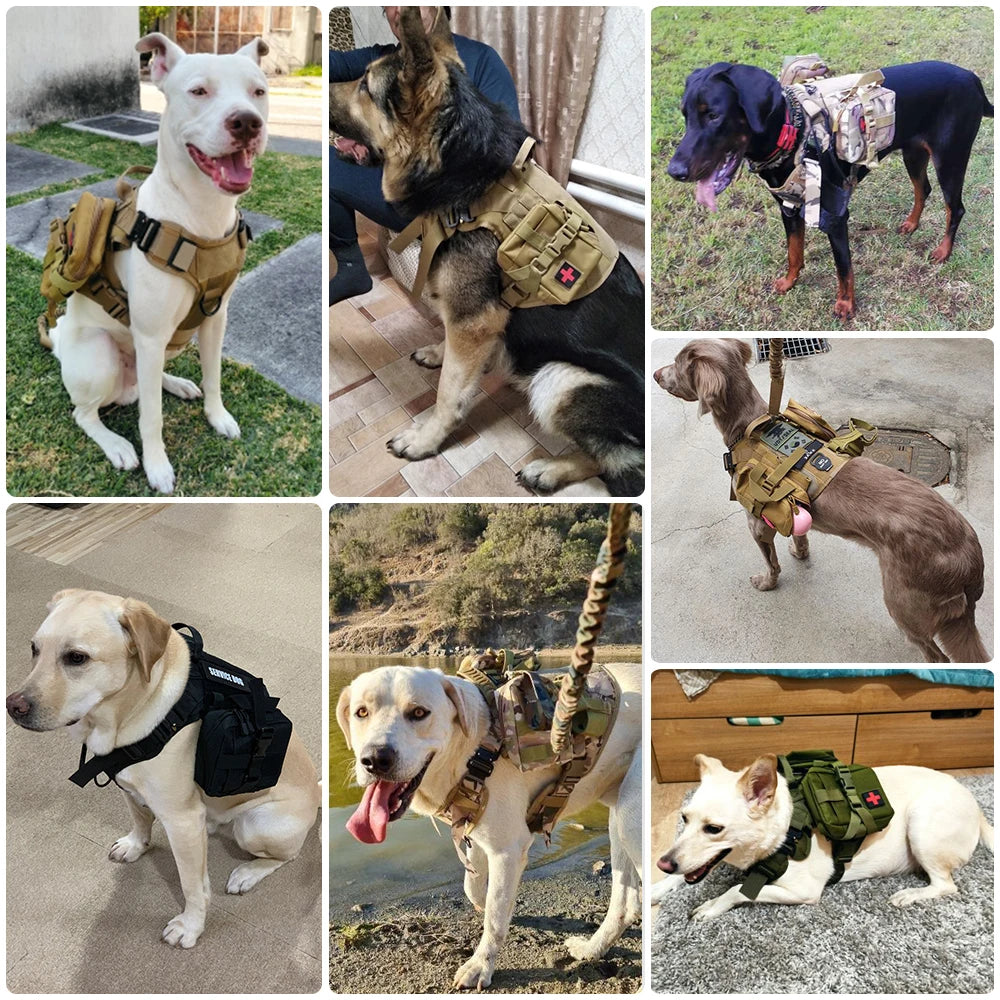 Tactical Dog Harness Leash Set for Large Dogs Military Harnesses for Training Walking Hunting Pet Vest Handle No Pull Malinois