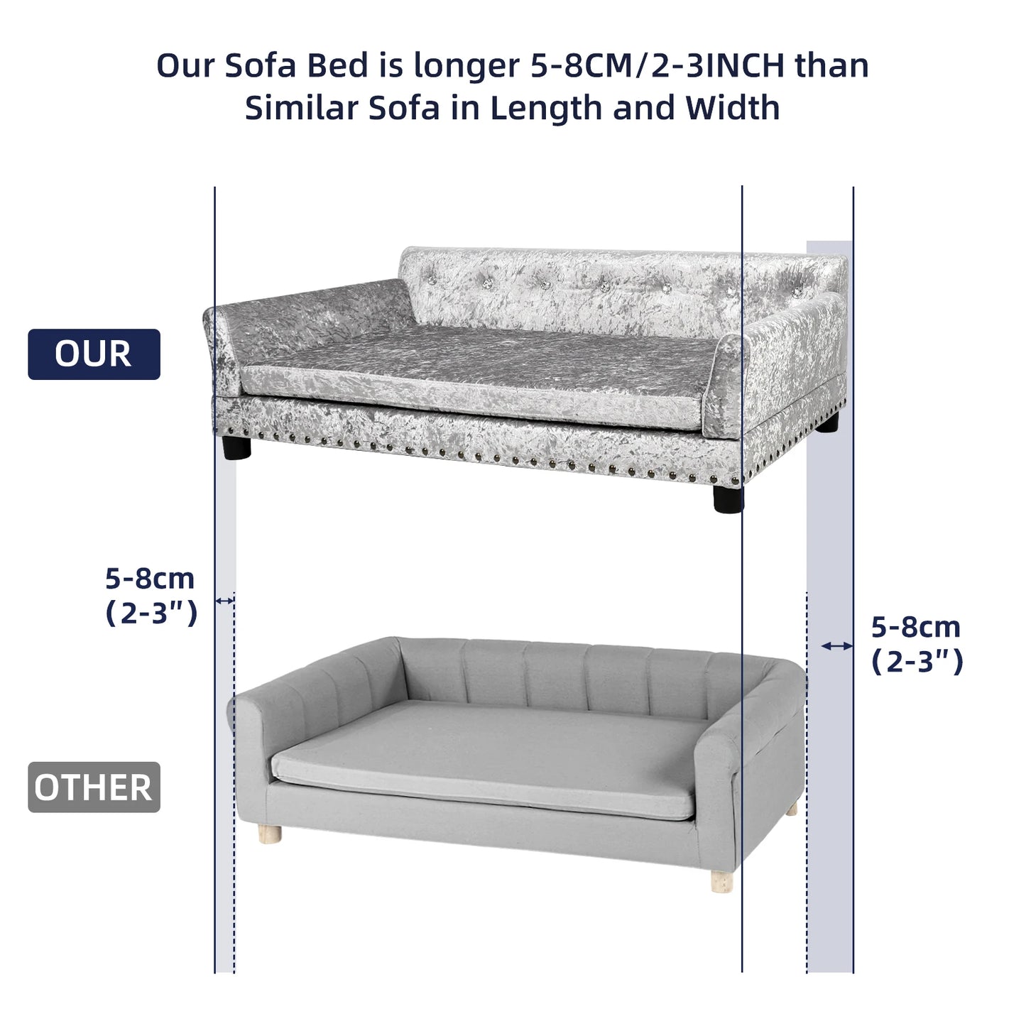 Extra Large Dog Sofa Couch Bed for Medium to Large Dogs Elevated Pet Sofa Lounge Furniture Removable Sponge Cushion