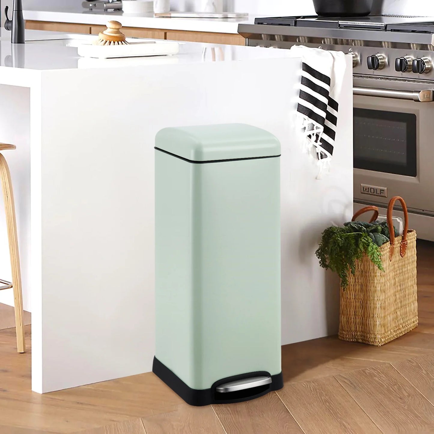 30L (8 Gallon) Stainless Steel Step Trash Can, Fingerprint Resistant with Soft Close Lid, Hands-Free Foot Pedal Garbage Bin with Removable Inner Bucket for Kitchen Office Bathroom Bedroom