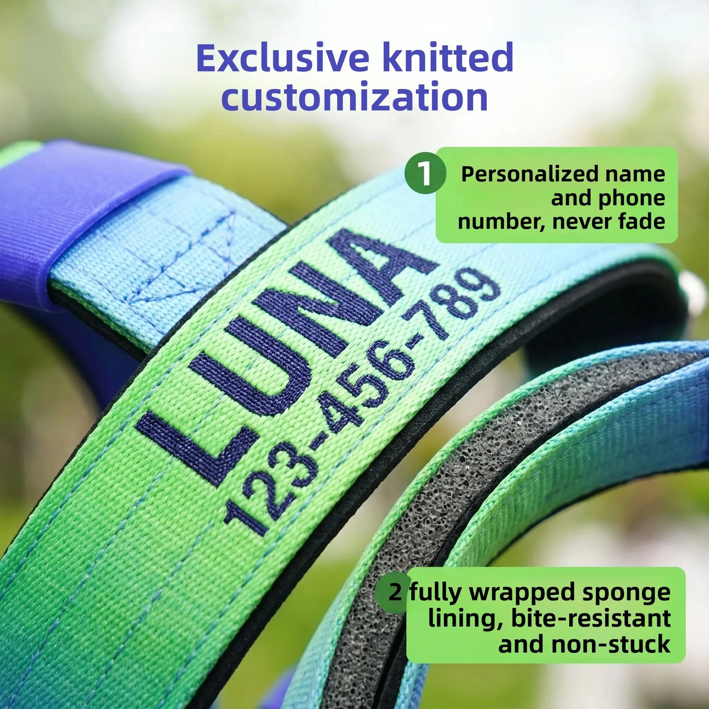 Custom Dog Harness with Name & Phone, Soft Knitted No Pull Gradient Vest, Adjustable Pet Harness for Small to Large Dogs