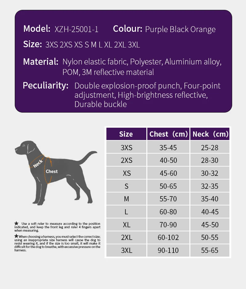 SMALL COMBINATION Dog Harness for Small Medium Large Dogs No Pull Reflective Dog Harness Adjustable Comfortable Outdoor Walking