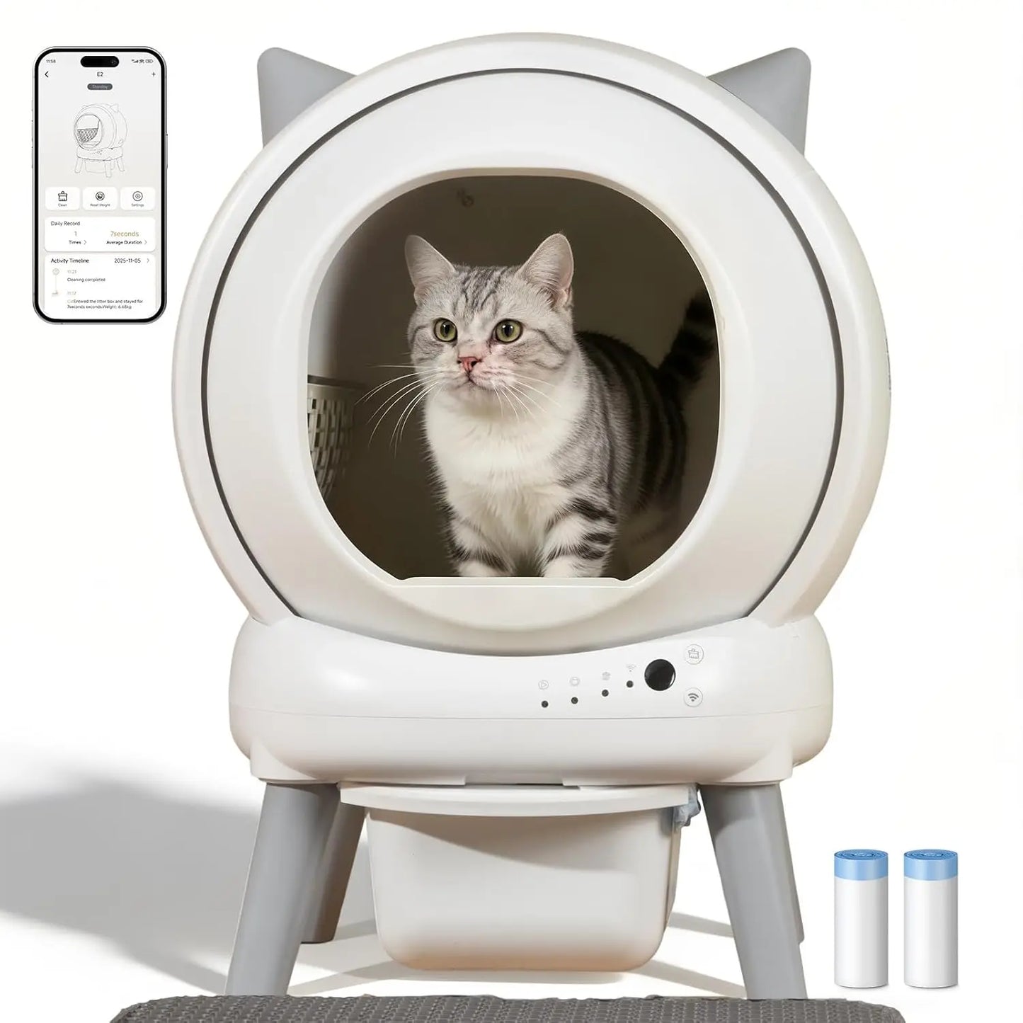 Self Cleaning Litter Box for Multiple Cats, Automatic Litter Box with APP Control, 9-Sensor Safety Protection, 60L, Customized