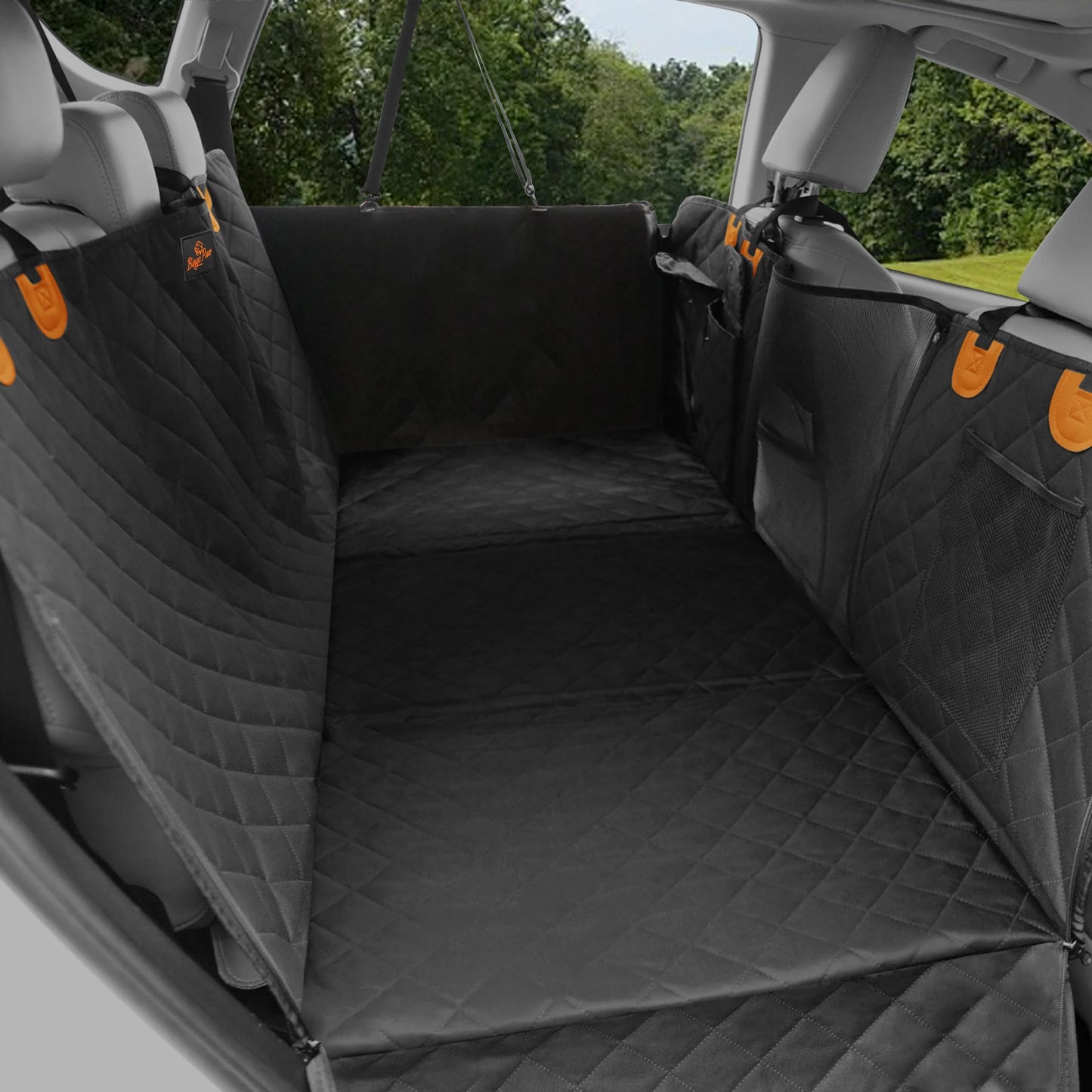 Waterproof Back Seat Extender Dog Car Seat Cover for Back Seat Bed with Mesh Window Storage Pocket Supports 220lbs Dog Hammock
