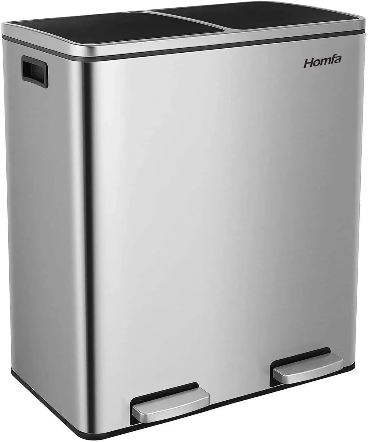 16 Gal (60 L) Stainless Steel Kitchen Trash Can Dual Recycling Bin Garbage Can with Lid Garbage Bin Dustbin w/ Soft-Close Lid