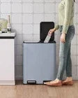 60L/16 Gal Dual Trash Can Stainless Steel Step Garbage Can w/Built-in Filter Box Kitchen Garbage Bin Recycle Waste Dustbin