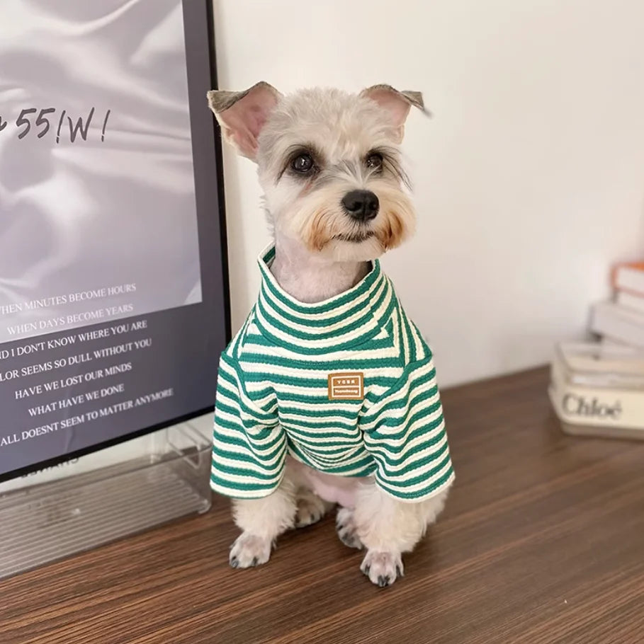 High Collar Striped Sweater for Pet Dog Spring Autumn Warm Comfortable Breathable Dog Clothes